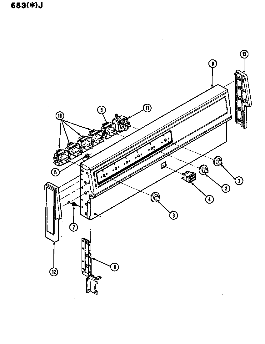 Admiral 653AJ-V control panel diagram