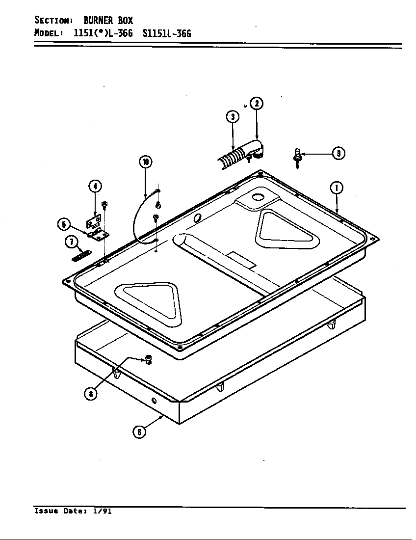 Admiral S1151L-36G burner box diagram