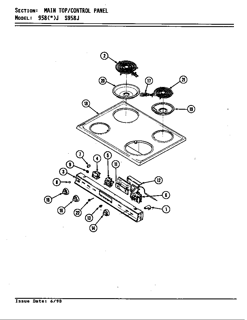 Admiral 958AJ-ZW top assembly diagram