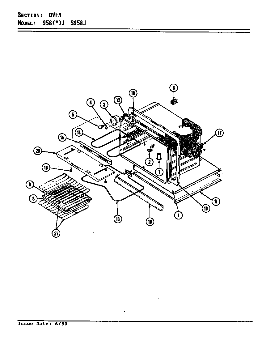 Admiral 958AJ-ZW oven diagram