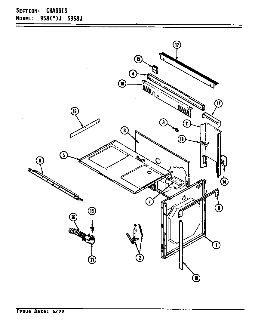 Admiral 958AJ-ZW oven diagram