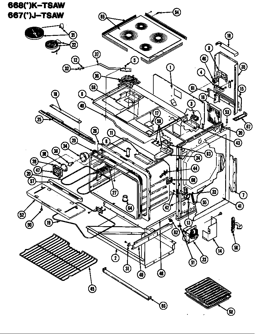 Admiral 667AJ-TSAW body diagram
