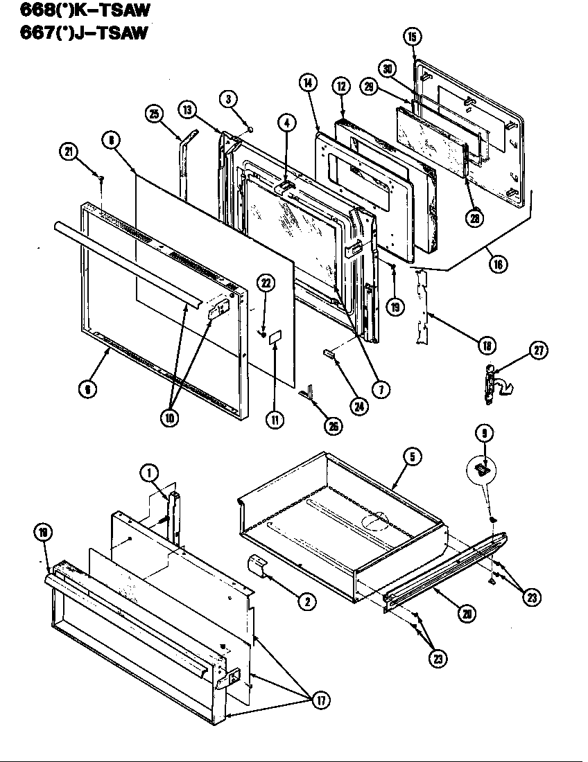 Admiral 667AJ-TSAW door diagram