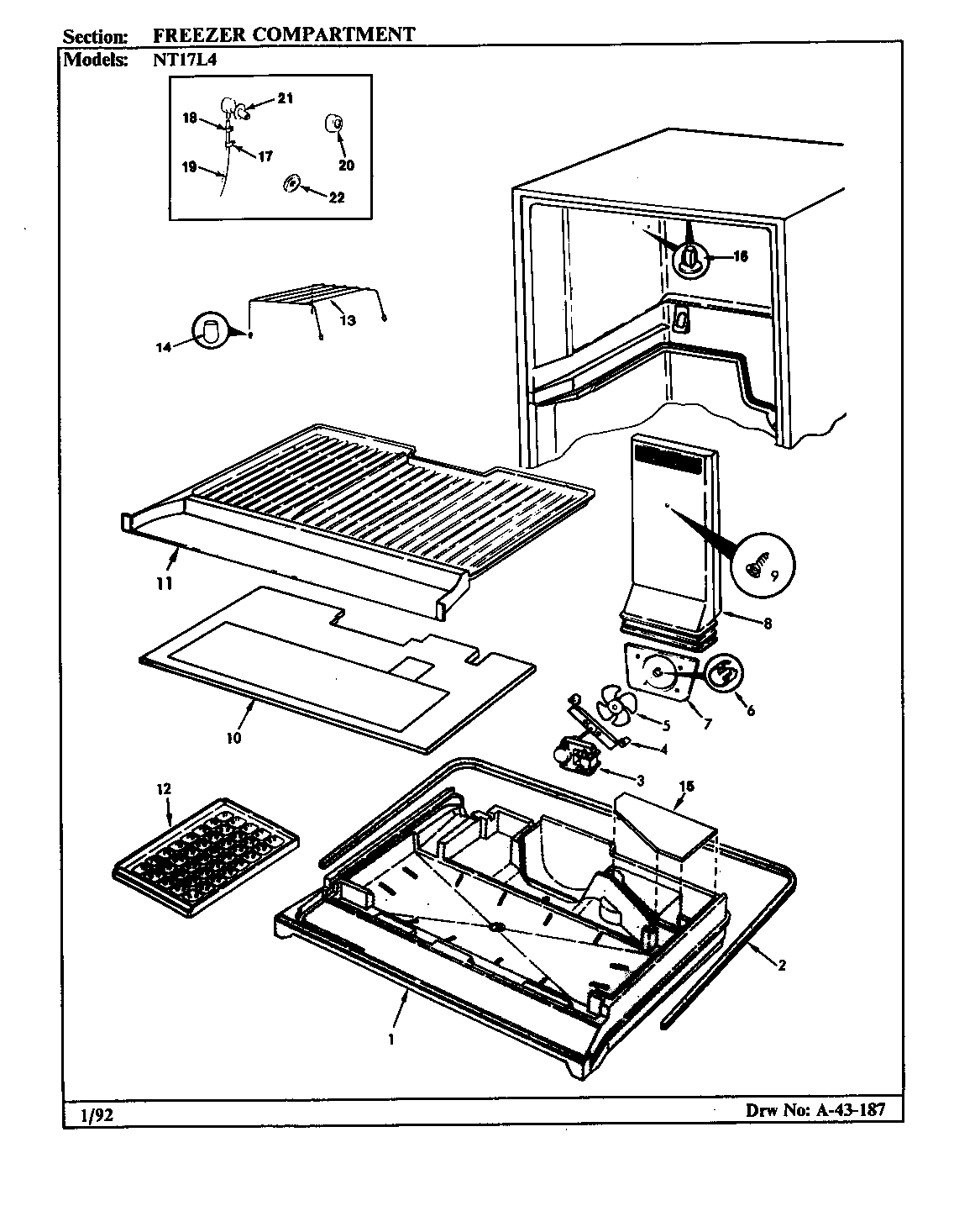 Admiral NT17L4H/AA21B freezer compartment diagram