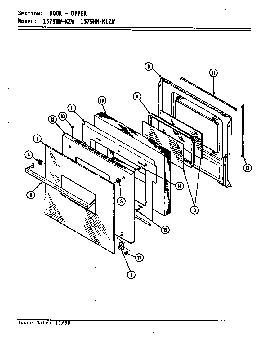 Admiral 1375HW-KLZW door (upper) diagram