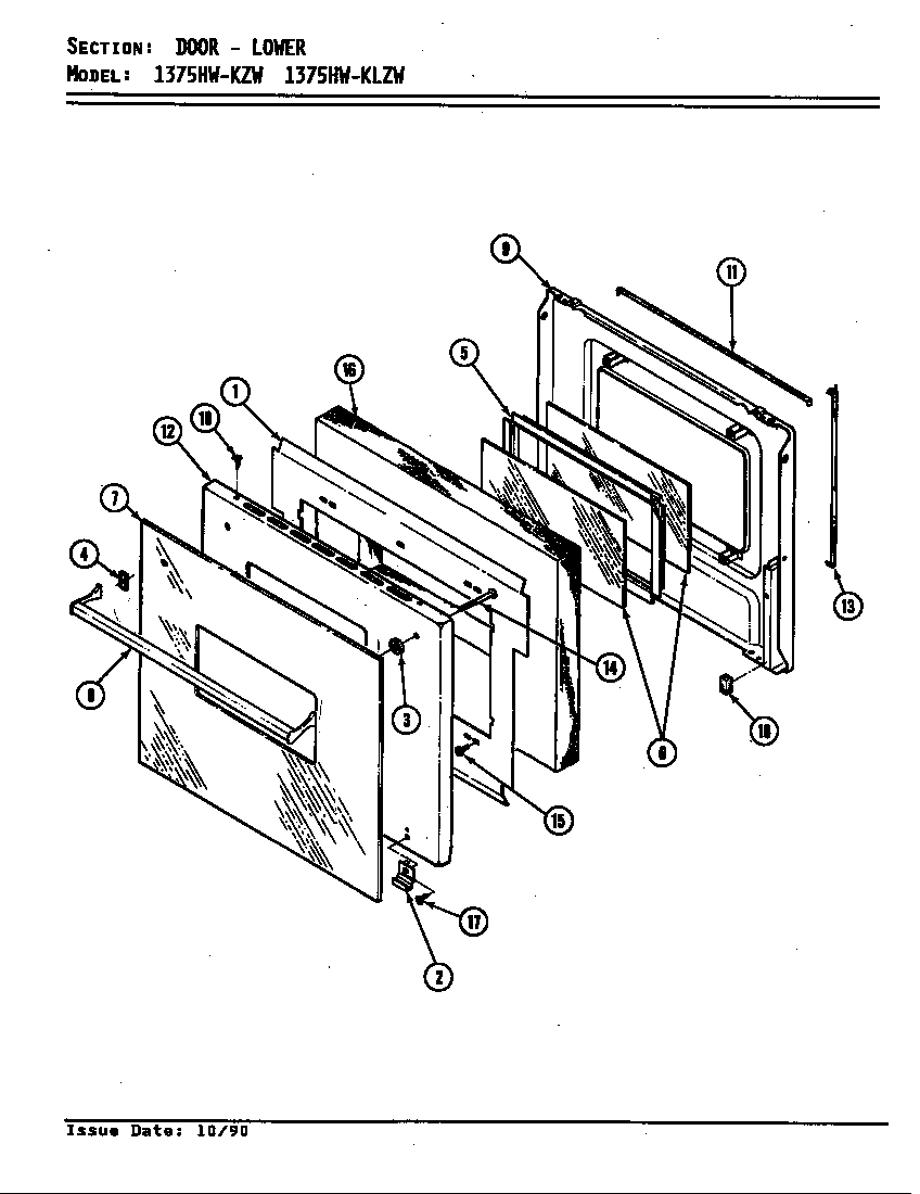 Admiral 1375HW-KLZW door (lower) diagram