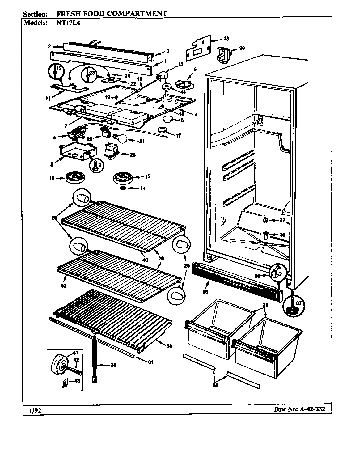 Admiral NT17L4A/BA21C fresh food compartment diagram