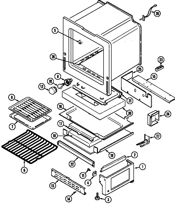 Admiral A3438SRA oven/base diagram