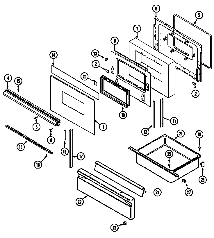 Admiral A3478XRW door/drawer diagram