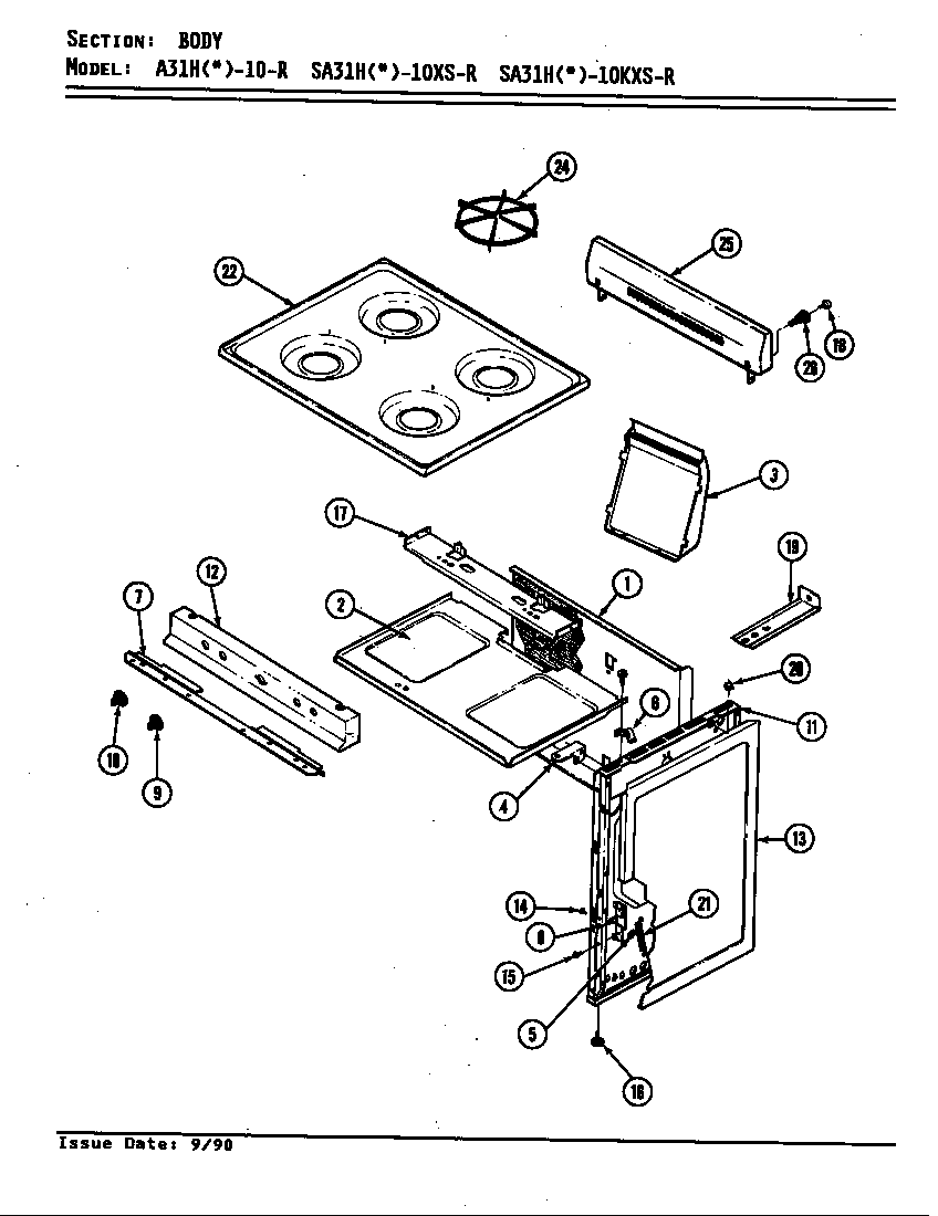 Admiral A31HN-10-R body diagram