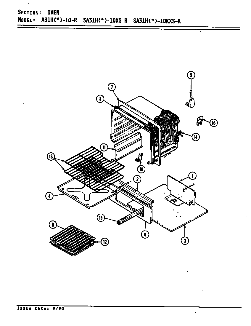 Admiral A31HN-10-R oven (sa31hk-10kxs-r) diagram