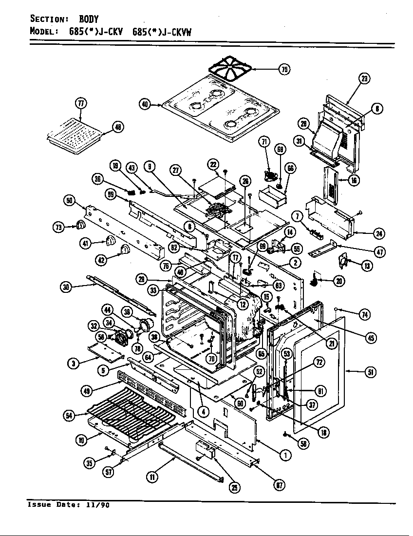 Admiral 685WJ-CKVW body diagram