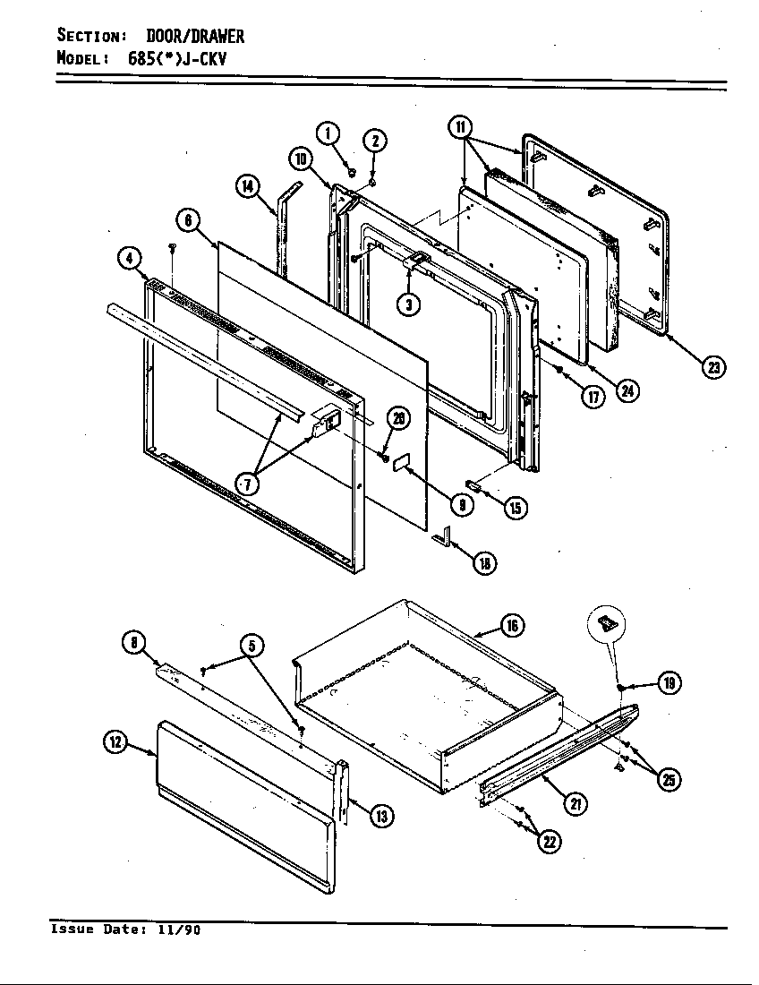 Admiral 685WJ-CKVW door/drawer (685aj-ckv) (685wj-ckv) diagram