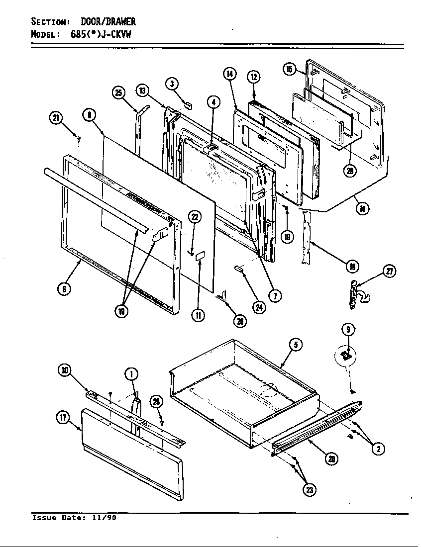 Admiral 685WJ-CKVW door/drawer (685aj-ckvw) (685wj-ckvw) diagram