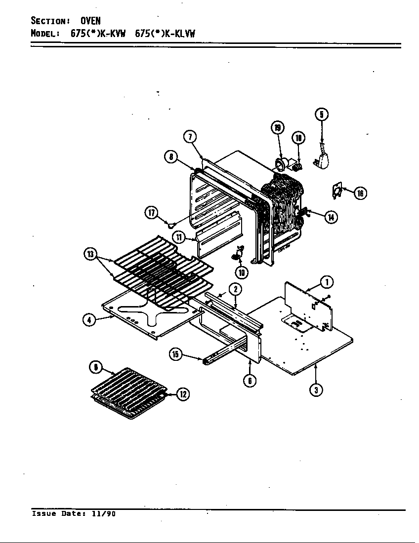 Admiral 675WK-KLVW oven diagram