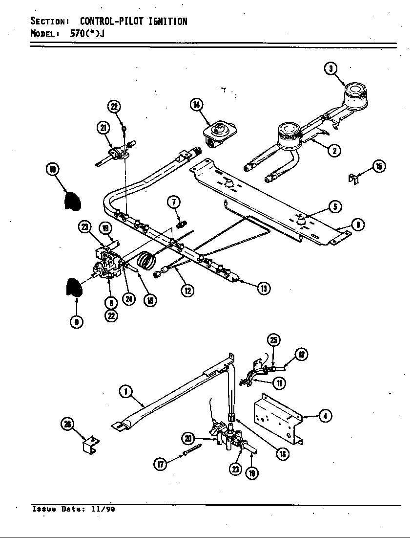 Admiral 570WJ-K control system (pilot ignition) diagram