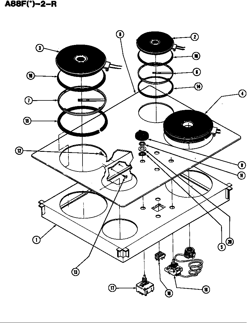 Admiral A88FN-2-R top assembly diagram