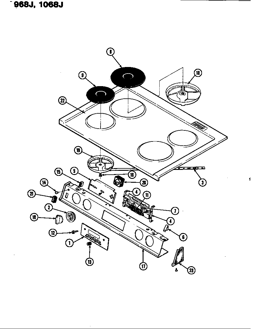 Admiral S968J-CHZW top assembly diagram