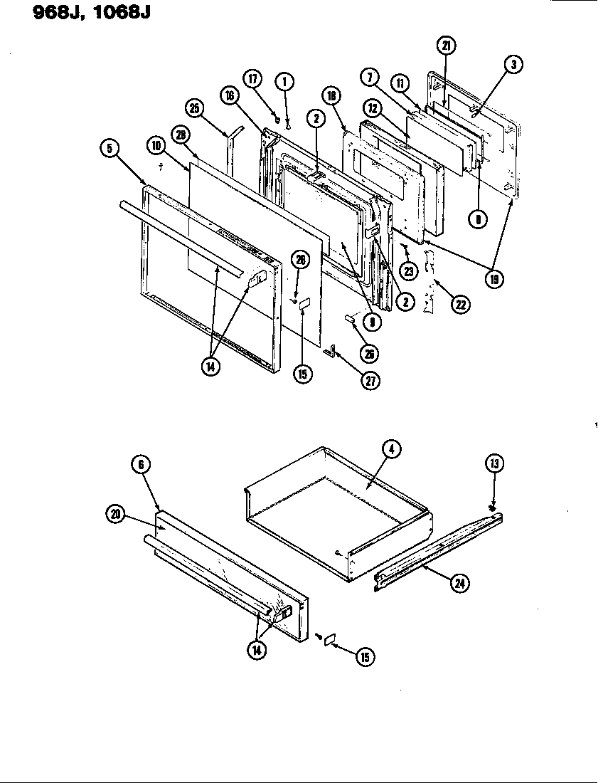 Admiral S968J-CHZW door diagram