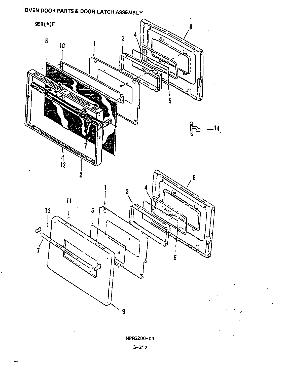Admiral 958AF-CLW door & latch assy. diagram