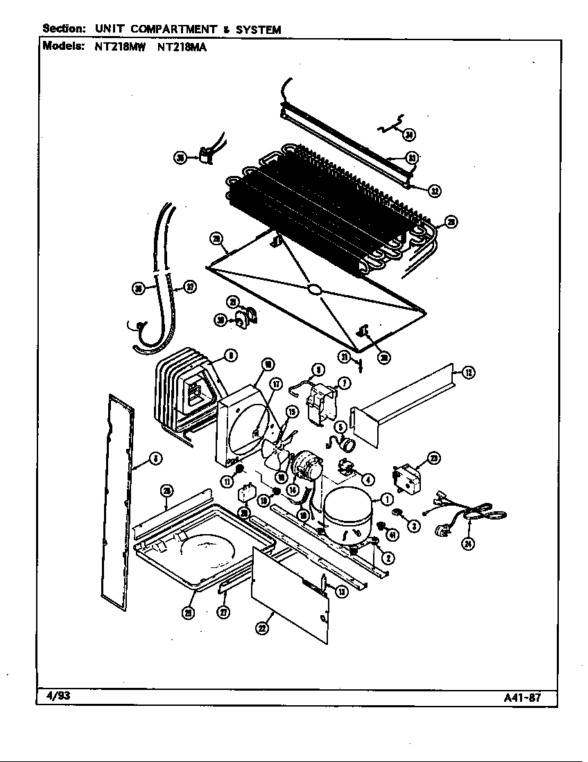 Maytag NT218MW/DD71A unit compartment & system diagram