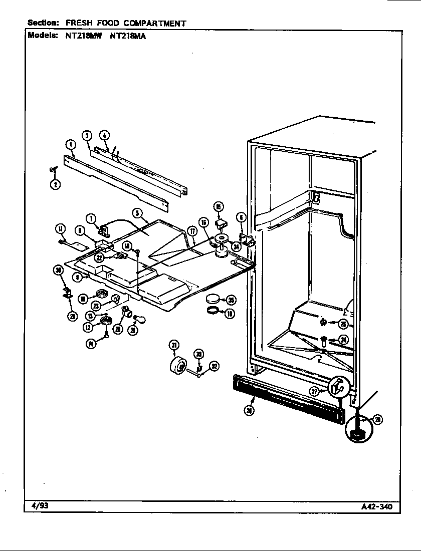 Maytag NT218MW/DD71A fresh food compartment diagram