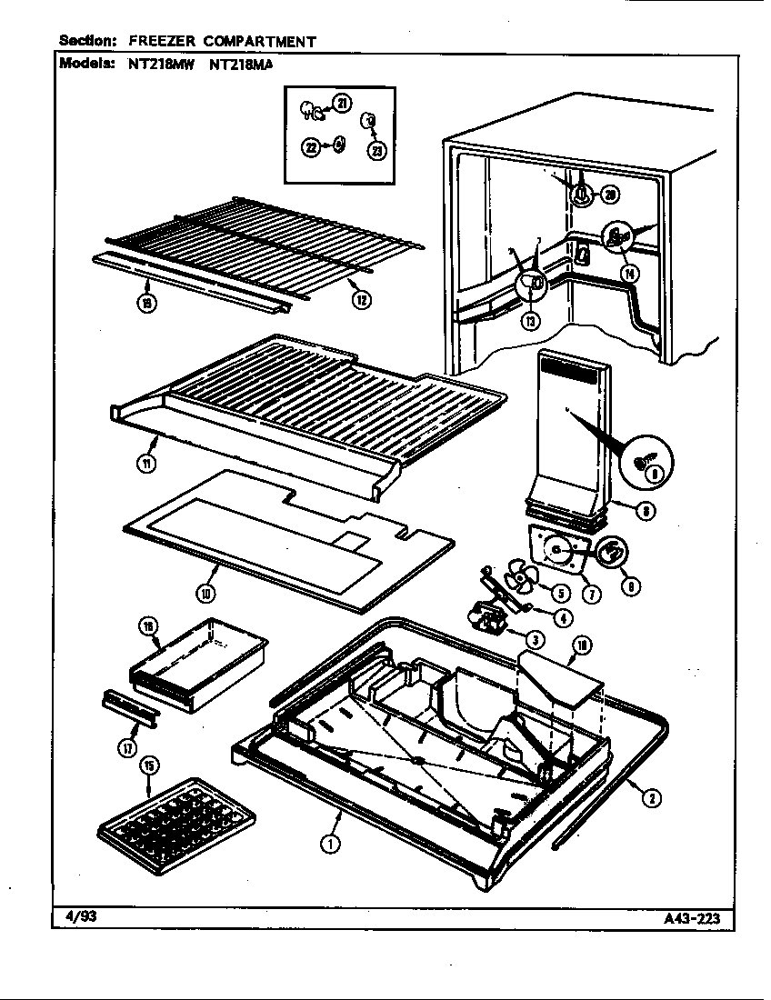 Maytag NT218MW/DD71A freezer compartment diagram