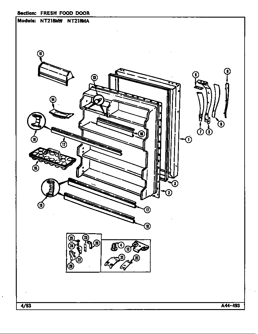 Maytag NT218MW/DD71A fresh food door diagram