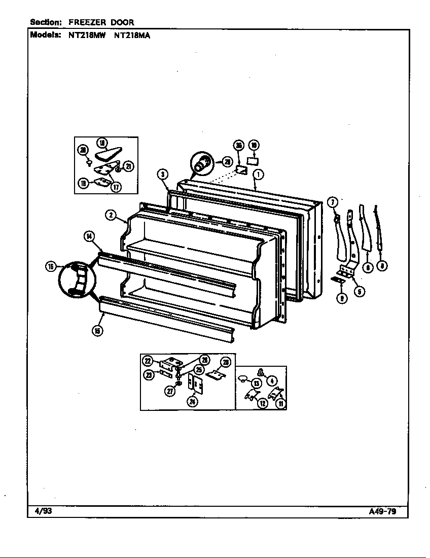 Maytag NT218MW/DD71A freezer door diagram