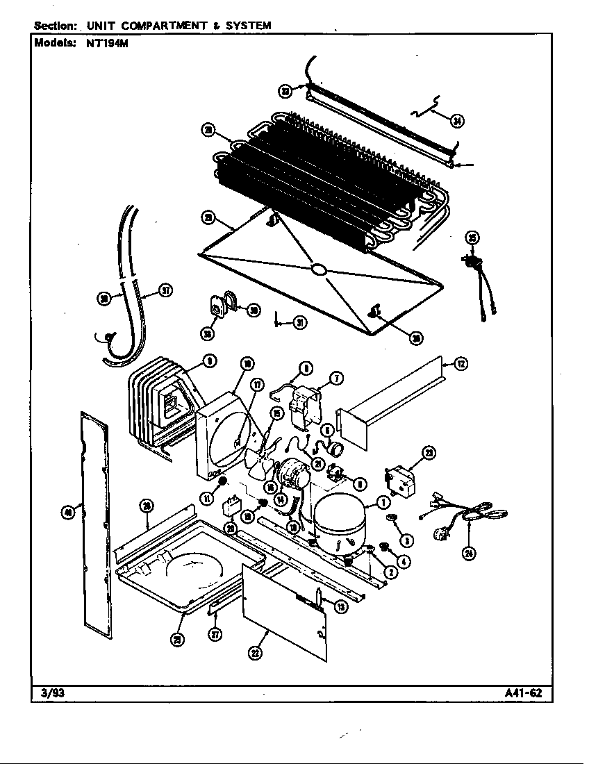 Norge NT194M/DC61A unit compartment & system diagram