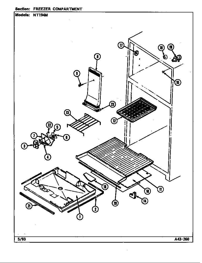Norge NT194M/DC61A freezer compartment diagram
