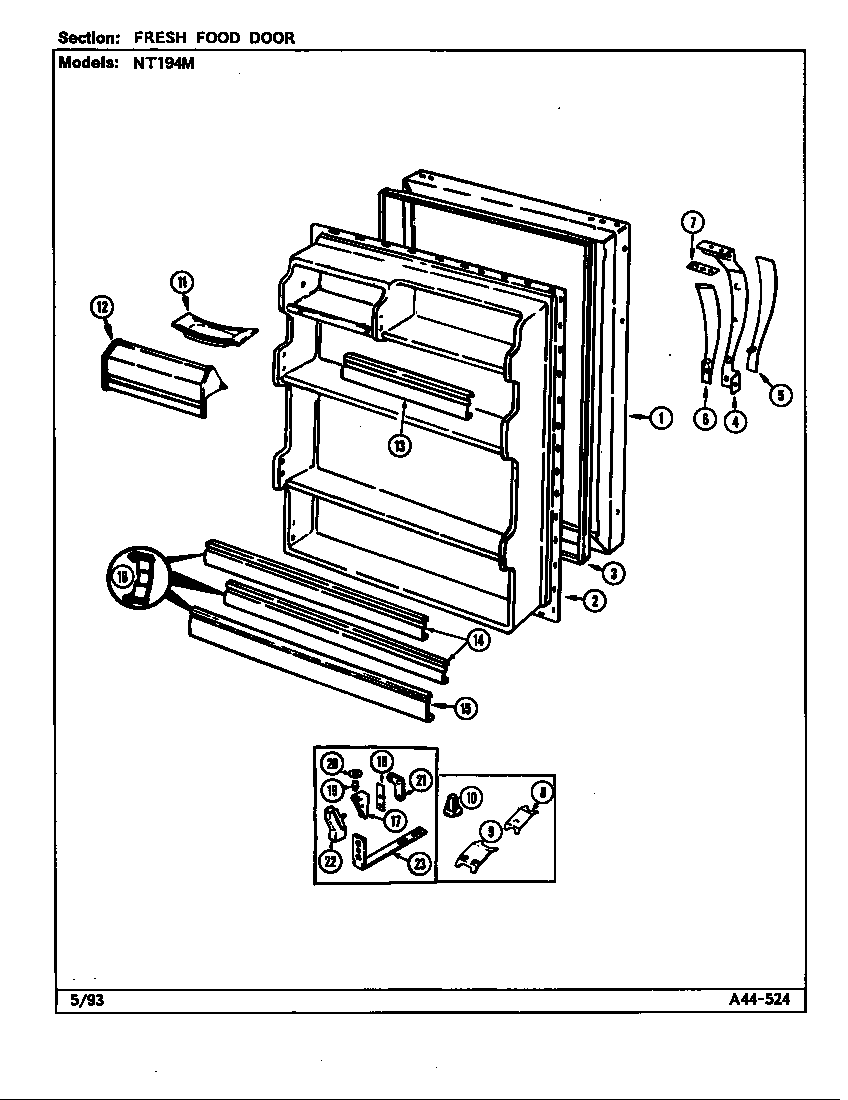 Norge NT194M/DC61A fresh food door diagram