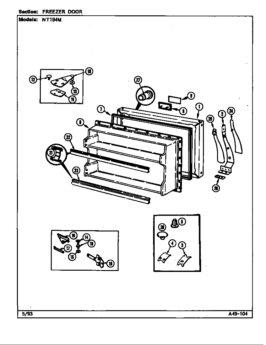 Norge NT194M/DC61A freezer door diagram
