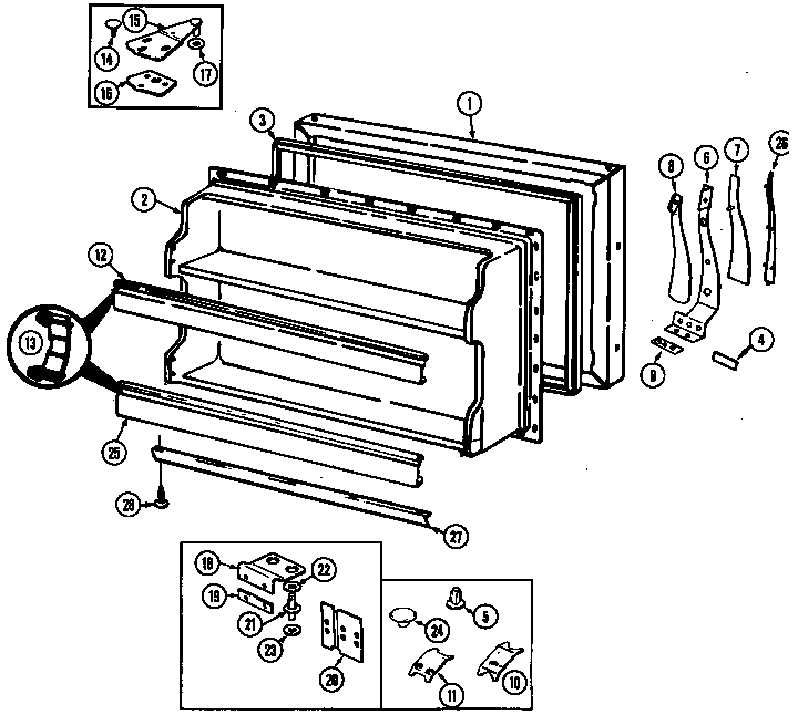 Norge NT173MW/DC24C freezer door (nt173ma/dc24a) (nt173ma/dc24c) (nt173mw/dc23a) (nt173mw/dc23c) (nt173mw/dc24c) diagram