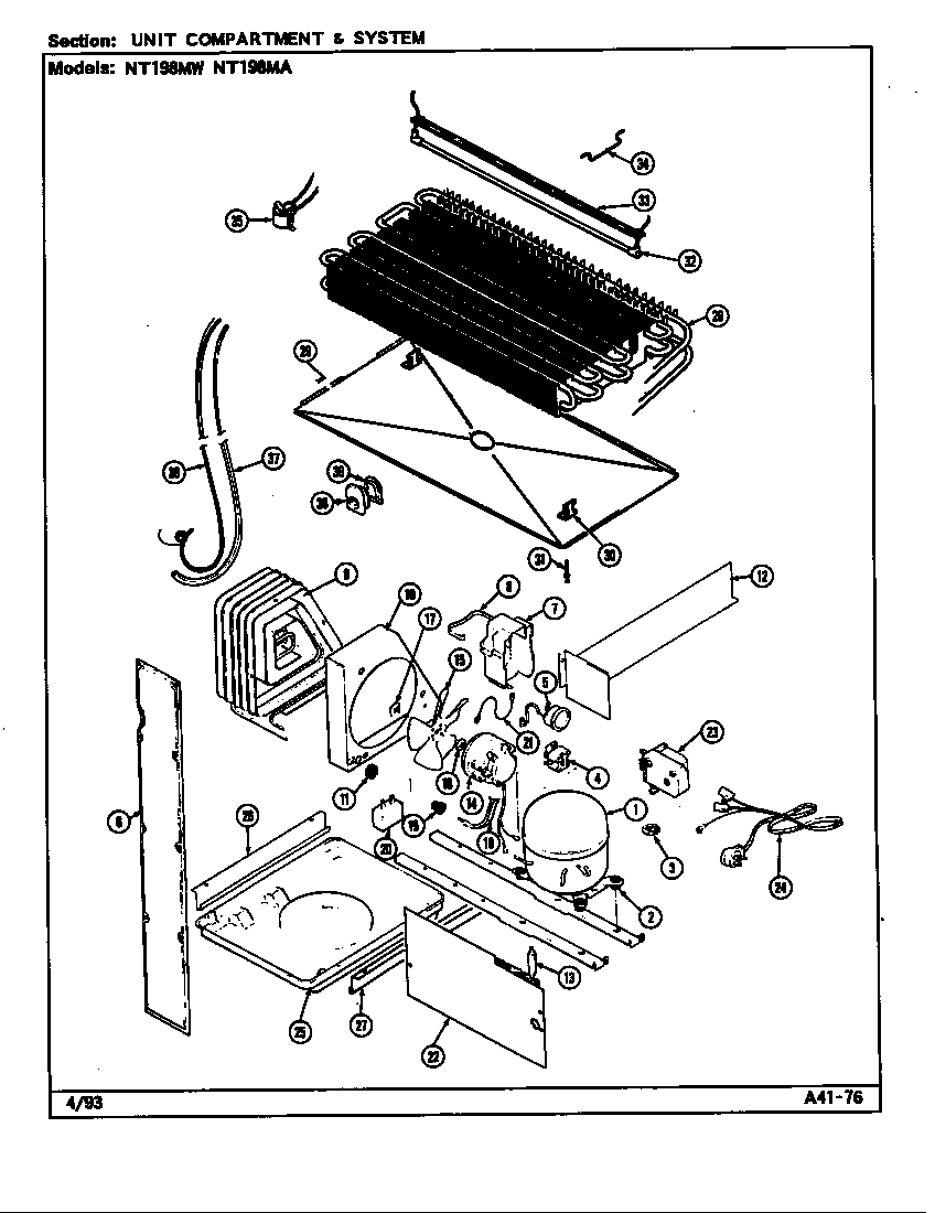 Norge NT198MW unit compartment & system diagram