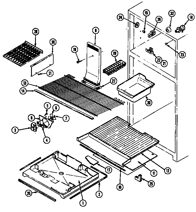 Norge NT198MW freezer compartment diagram