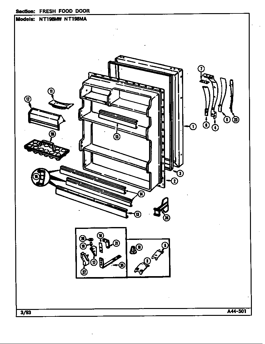 Norge NT198MW fresh food door diagram