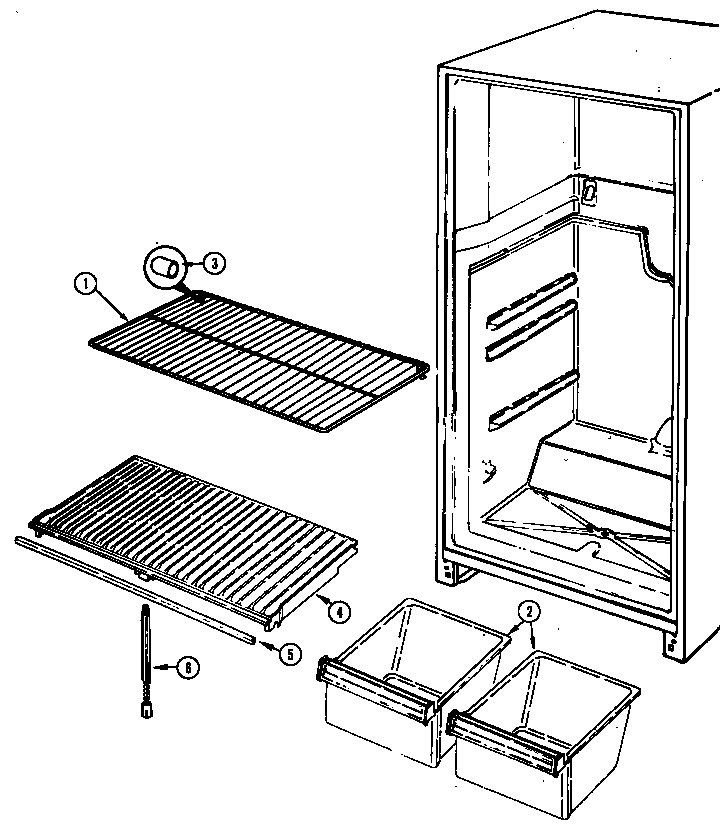 Magic Chef RB170TW shelves & accessories diagram