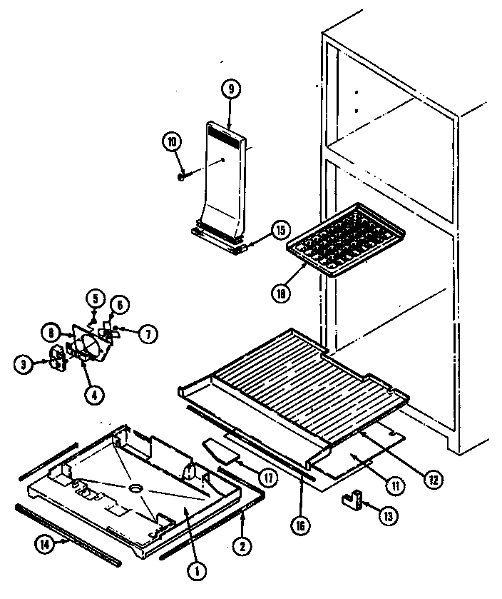 Magic Chef RB170TW freezer compartment diagram