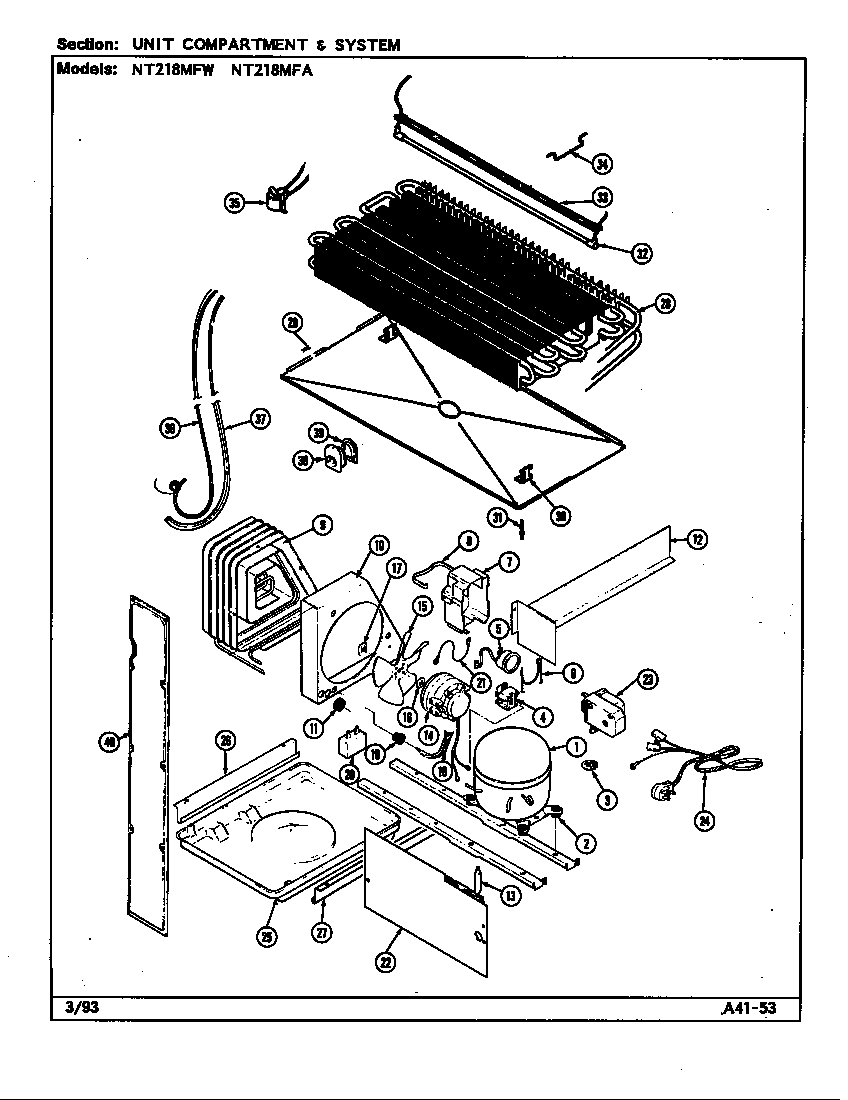 Norge NT218MFW/DD73A unit compartment & system diagram