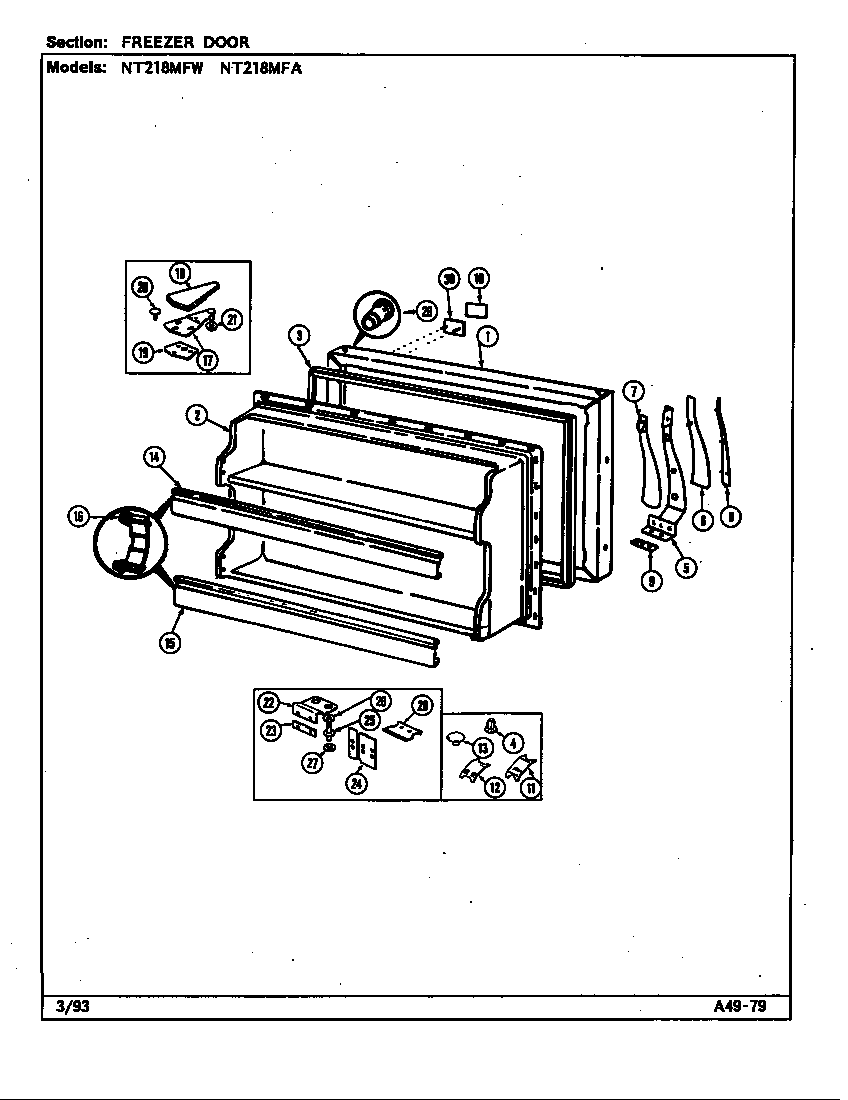 Norge NT218MFW/DD73A freezer door diagram