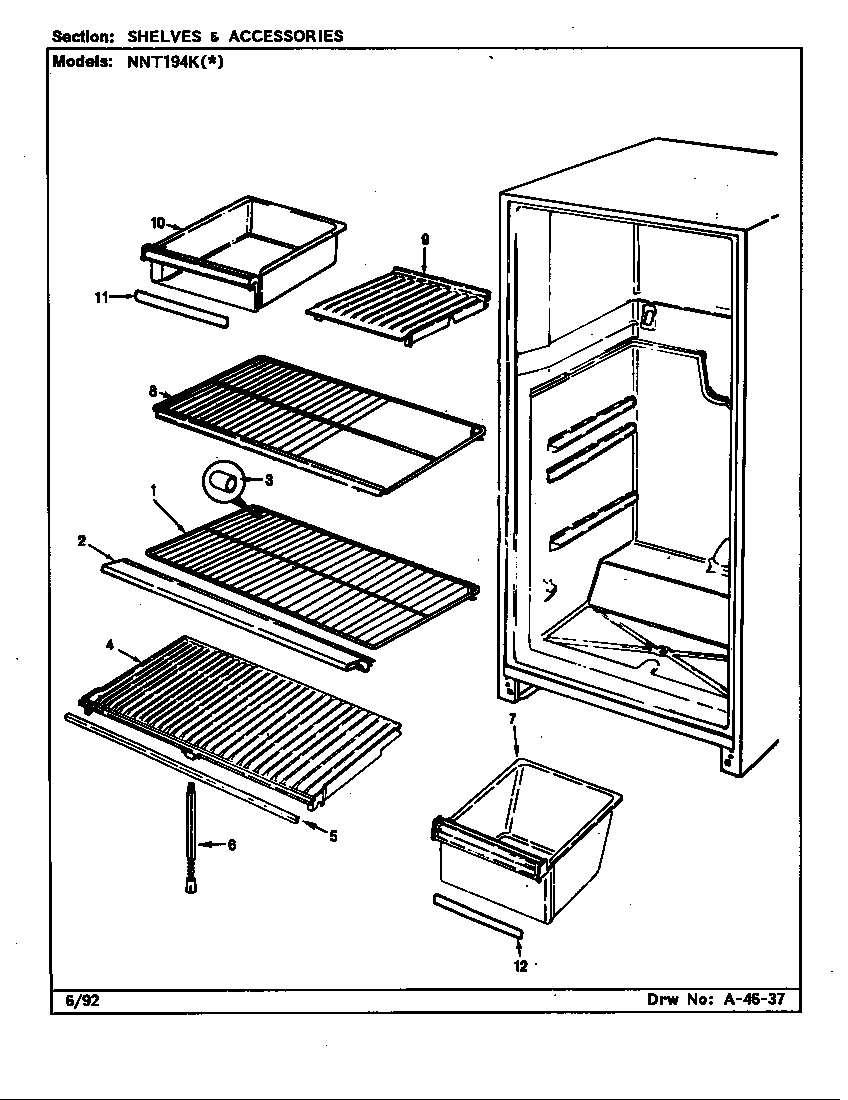 Norge NNT194KW/CC62A shelves & accessories diagram
