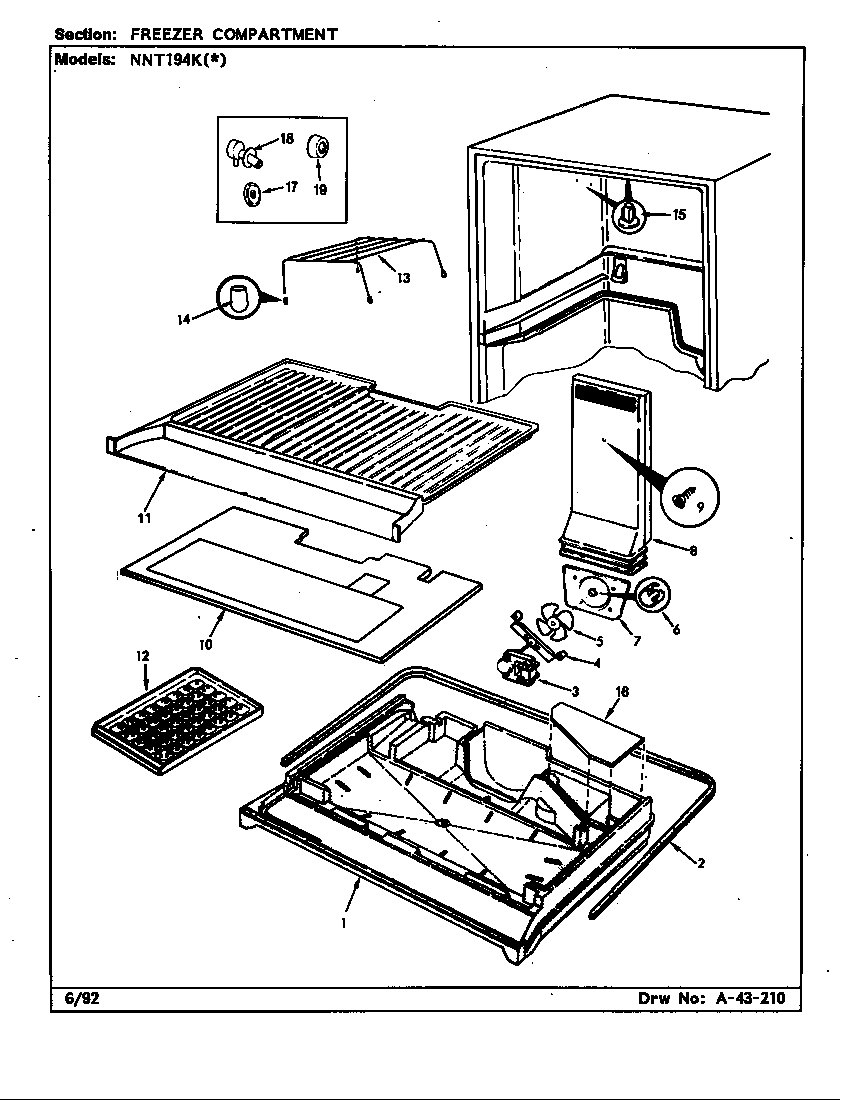 Norge NNT194KW/CC62A freezer compartment diagram