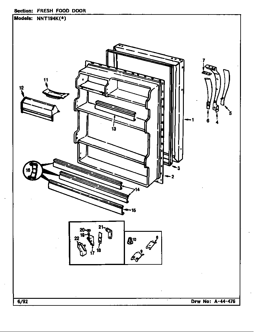 Norge NNT194KW/CC62A fresh food door diagram