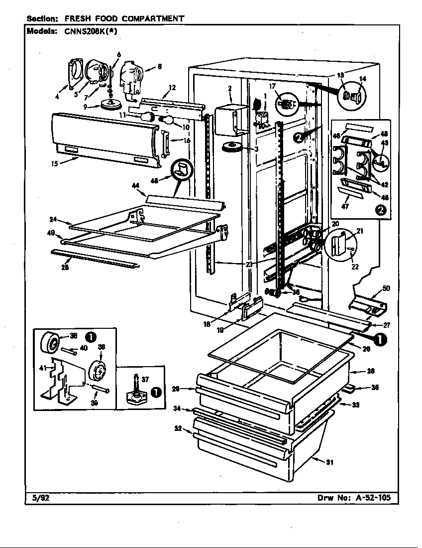 Norge CNNS208K/CP06A fresh food compartment diagram