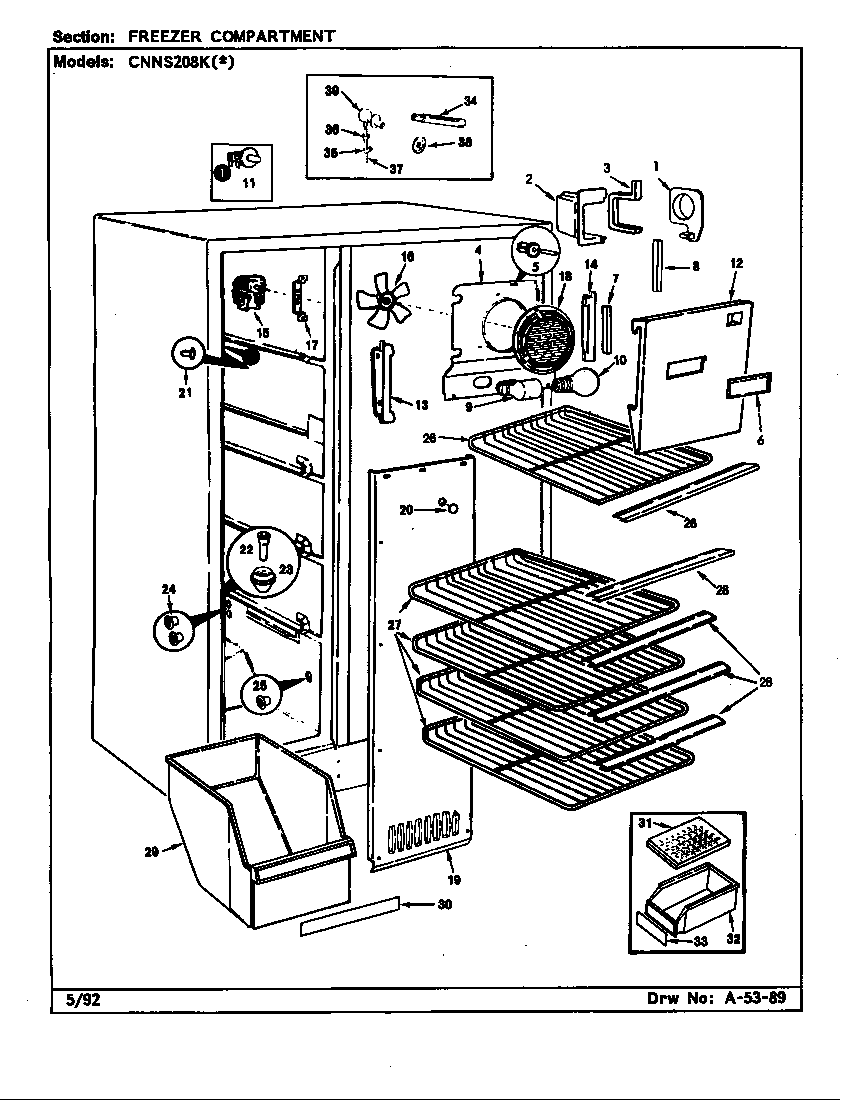 Norge CNNS208K/CP06A freezer compartment diagram