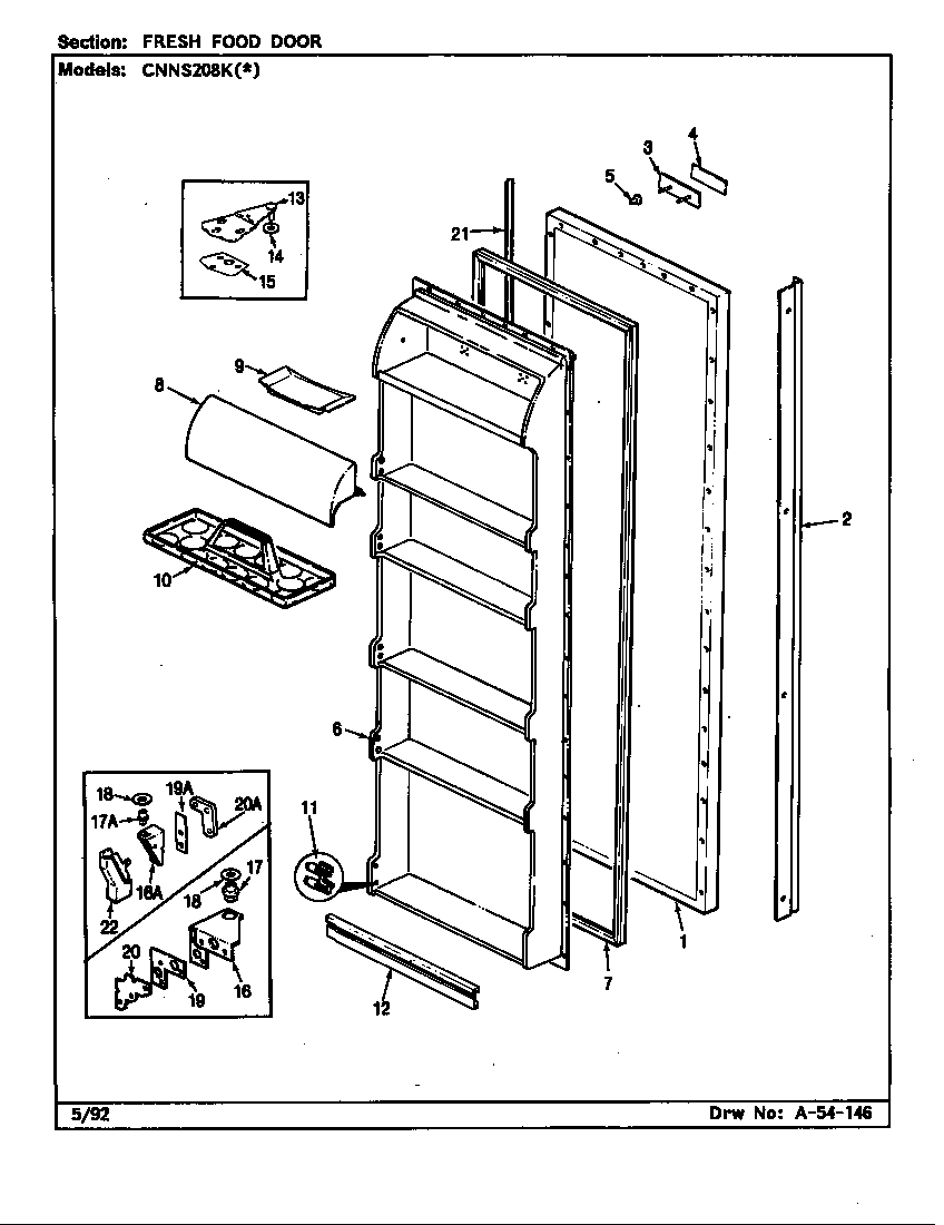 Norge CNNS208K/CP06A fresh food door diagram