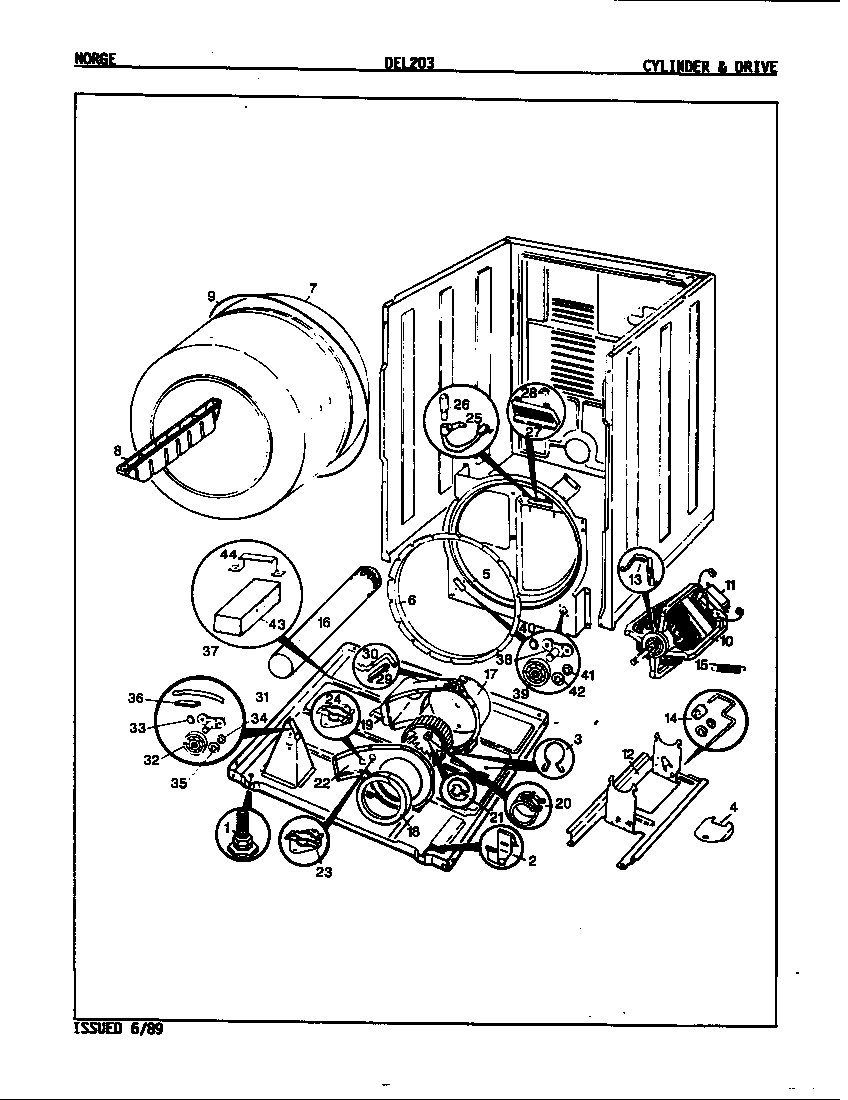 Norge DEL203H cylinder & drive (rev.e-g) diagram