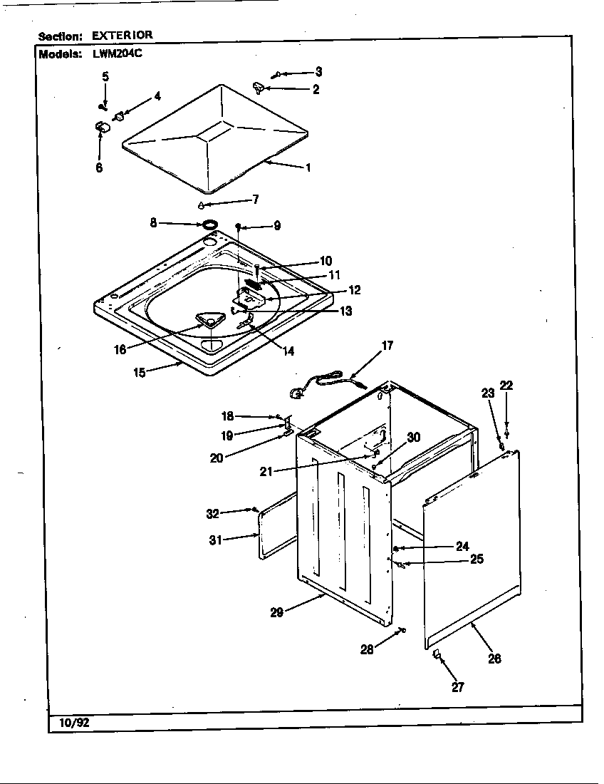 Norge LWM204HC exterior diagram