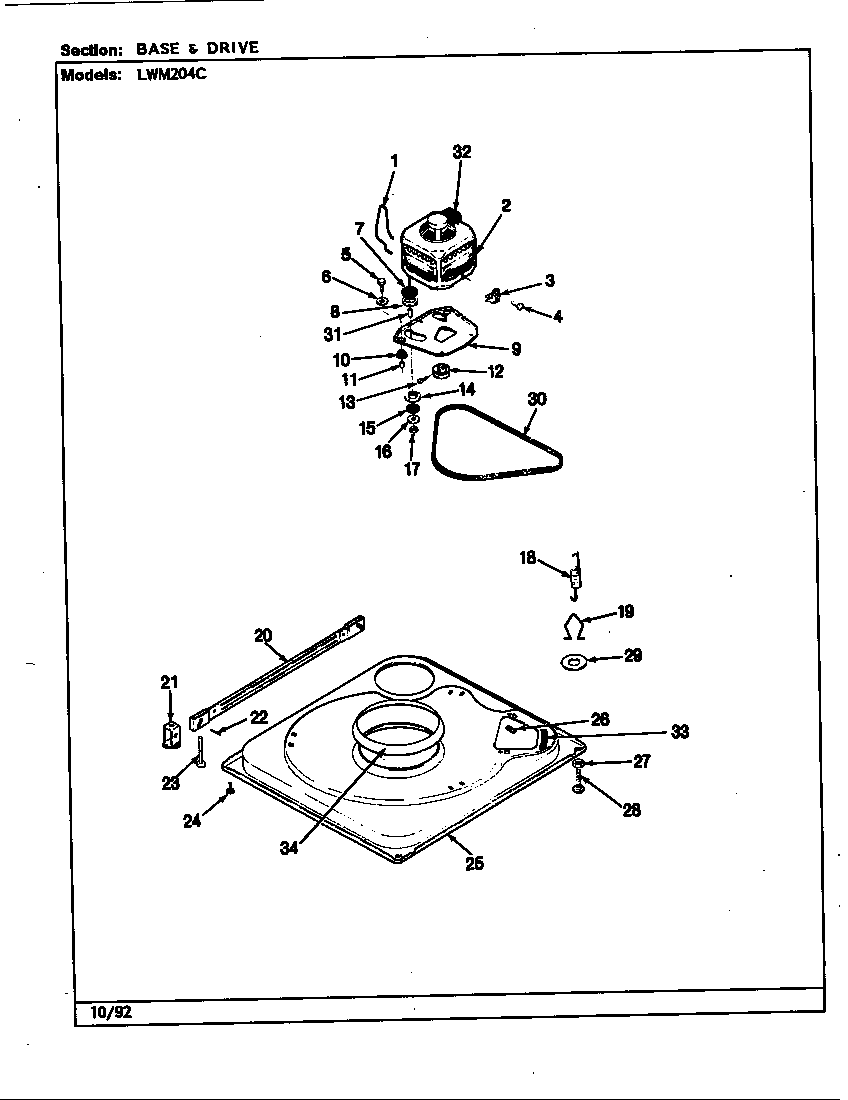 Norge LWM204HC base & drive diagram